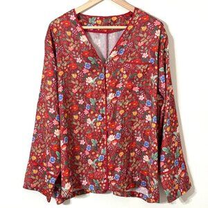 Summersalt Rifle Paper Co Silky Pajama Top XL Cloud 9 Strawberry Fields Floral